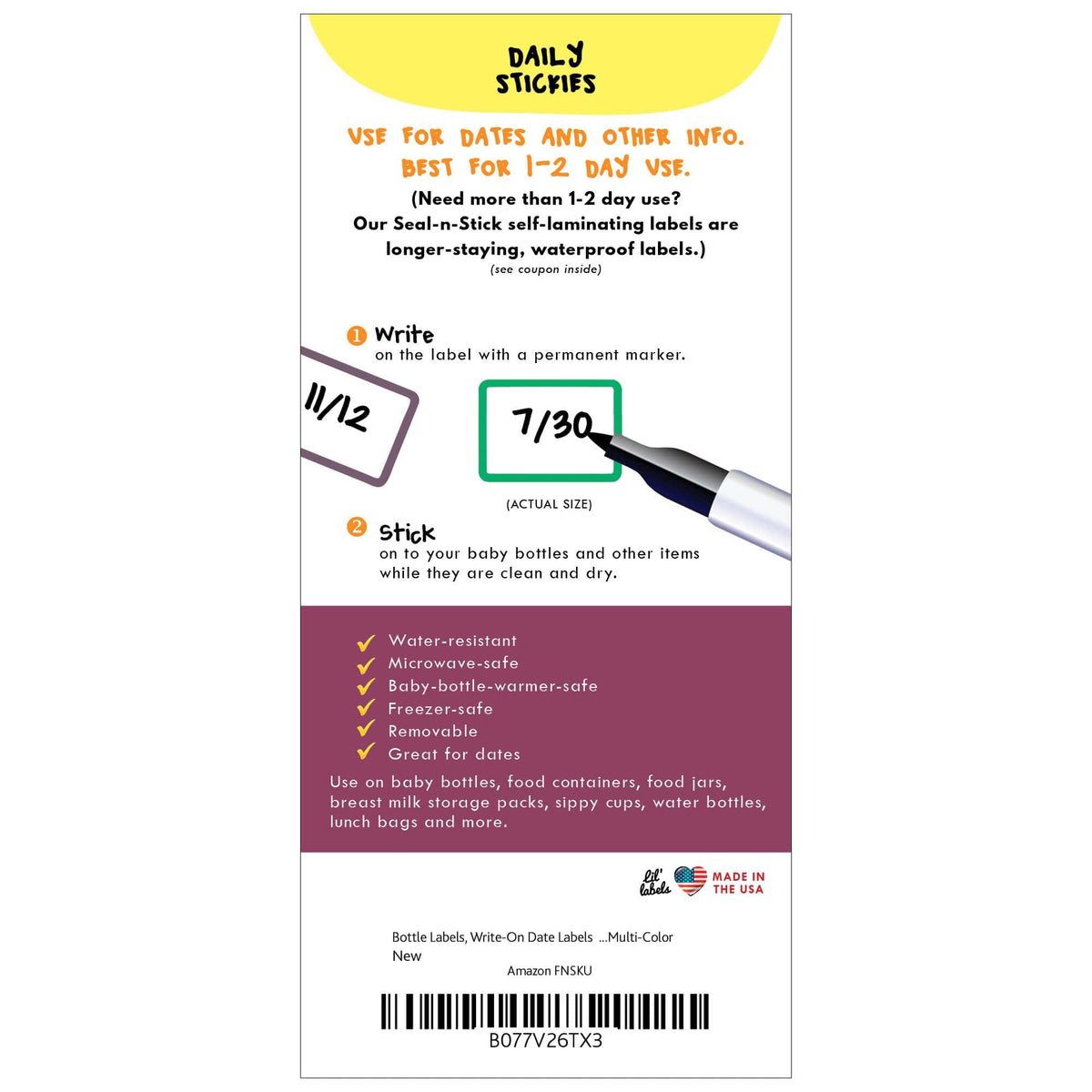 DATE LABELS | 1-2 Day Use - Lil' Labels