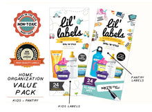 Load image into Gallery viewer, HOME ORGANIZATION VALUE PACK | Kids + Pantry - Lil&#39; Labels
