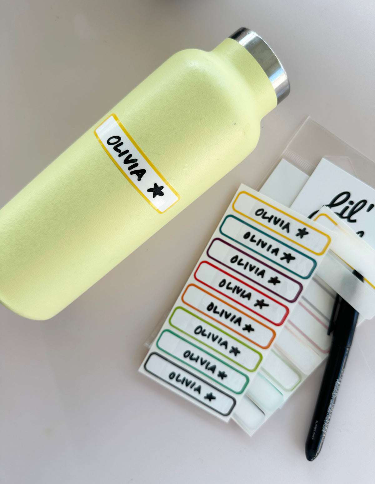 Write-and-Seal Water Bottle Labels (Simply Colors) - Lil' Labels
