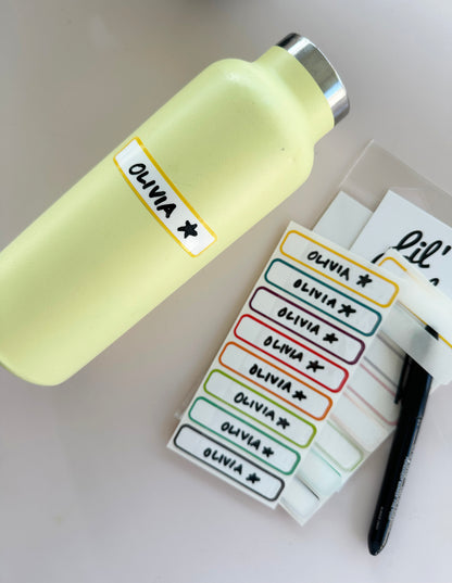 Write-and-Seal Water Bottle Labels (Simply Colors) - Lil' Labels